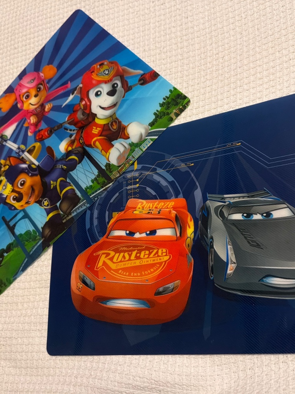 Set of 2 kids Placemats - Cars and Paw Patrol - 12 inch x 17 inch